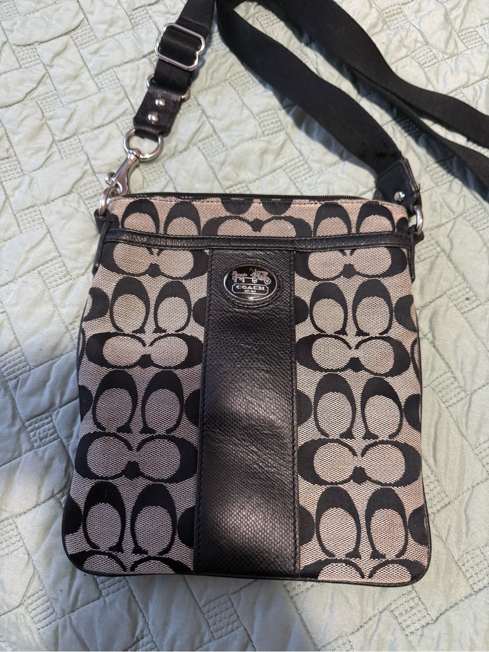 Coach Black and Beige Signature Crossbody